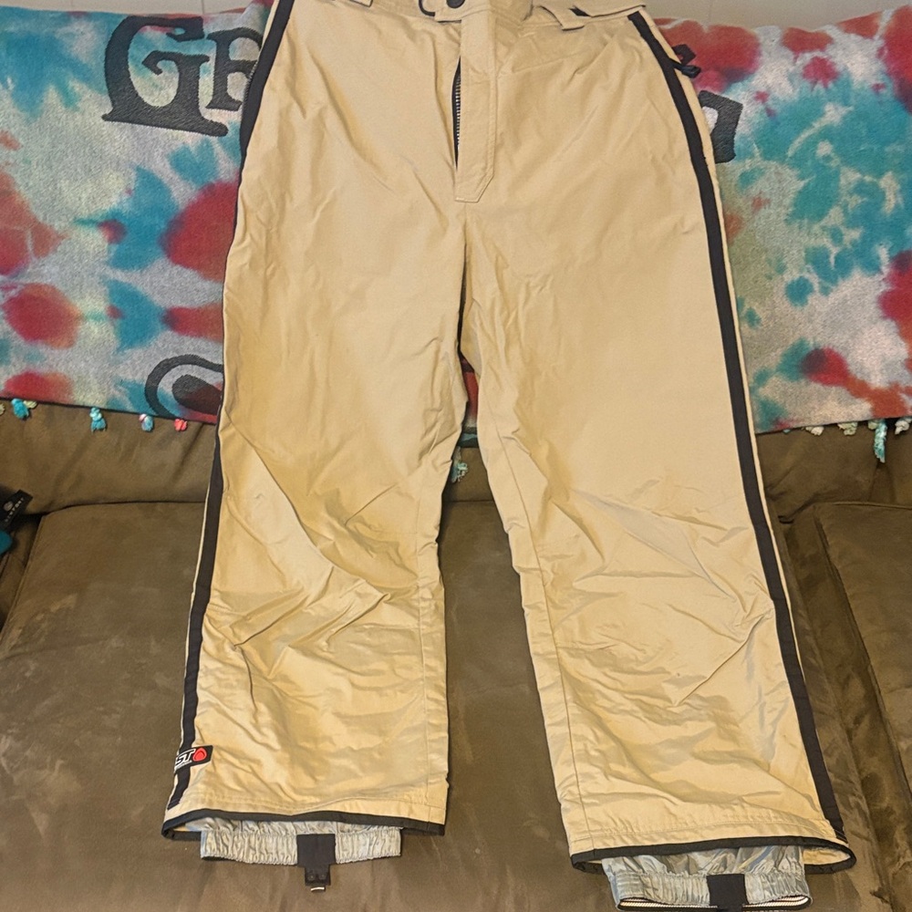 Men's Snowboarding Tan Pants with Black Trim